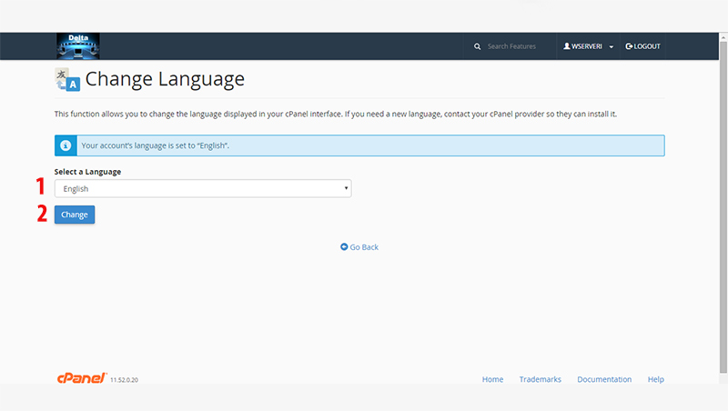 changelanguage تعویض نام پنل